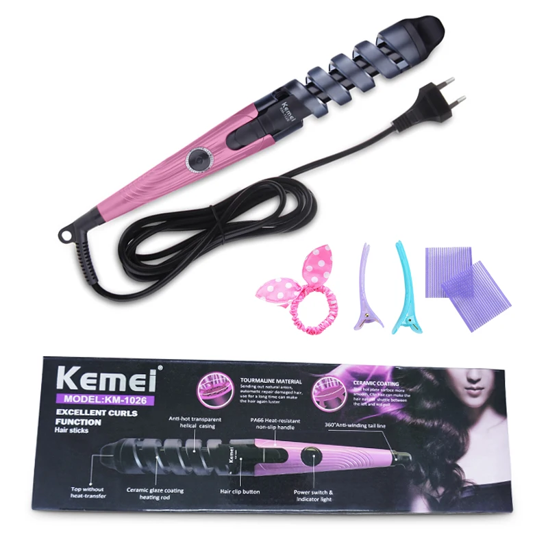 Kemei новая керамическая бочка Волшебная спиральная Плойка для завивки волос электрическая бигуди для волос Красота Плойка для завивки волос стайлер Инструменты для укладки волос D40 - Color: with box