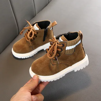 

SKHEK New Kids Boots Girls Leather Martin Boots Fashion Brand Children Boys Boots Waterproof Ankle Baby Boots Shoes For Girl