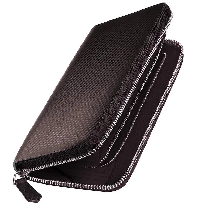 

Rakuten Straw Mat Pattern Men's Long Wallet Ladies Carbon Fiber Leather Large-capacity Handbag Porte Monnaie Femme Billetera New