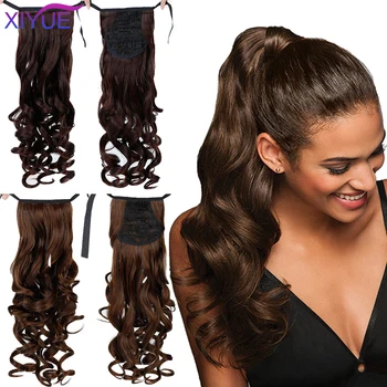 

XIYUE Long Curly Clip In Hair Tail False Hair Ponytail Hairpiece With Hairpins Synthetic Hair Pony Tail Hair Extension for Women
