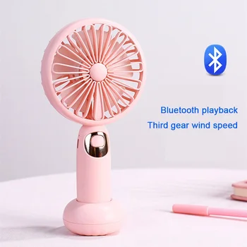 

USB Charging Bluetooth Speaker Small Fan Mini Handheld Desktop Cartoon Rechargeable Battery Small Fan For Home Office 800MA