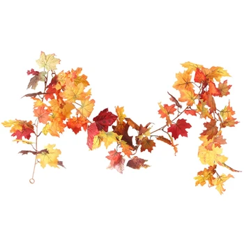 

Halloween Simulation Rattan Autumn Maple Leaf Rattan Thanksgiving Decorations Home Decoration Accessories