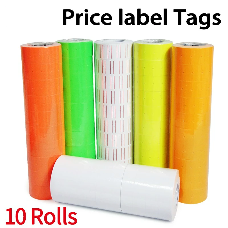 10 Rolls Price Label Paper Tag Sticker MX-5500 Labeller Gun White Red LineHK 