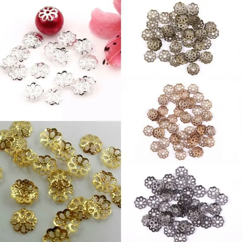 

500pcs/lot Metal Flower Bead Caps Charms 6mm End Spacer Beads Caps For Jewelry Findings Making High Quality