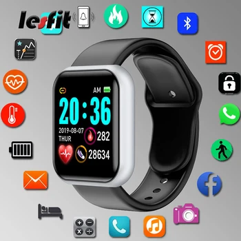 

Lesfit Y68 Waterproof Digital Smart Watch Stylish Men Bluetooth Smartwatches Wristband Electronic Clock Monitor Children HR Rate