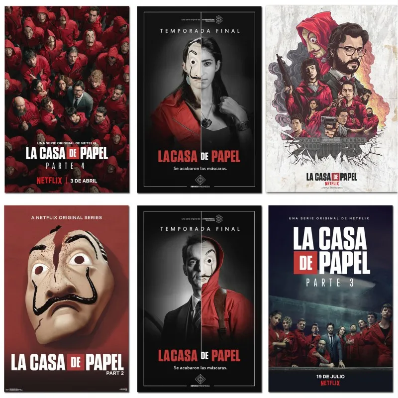 Плакаты La casa de papel плакаты для печати фильмов ТВ-шоу сезон 4 3 2 1 ограбление денег
