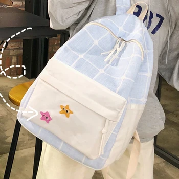 

JOYPESSIE Korean Leisure School Bag Simple Fashion Cotton Travel For Teen Girl Style Backpack Women Backpack Mochilas