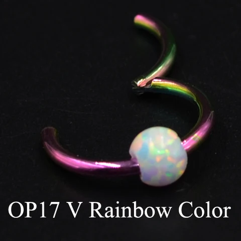 1Piece G23 18g&16gTitanium Opal Segment Hinged Ring Septum Nose Clicker Piercing Nose Lip Earrings Helix Nose Piercing