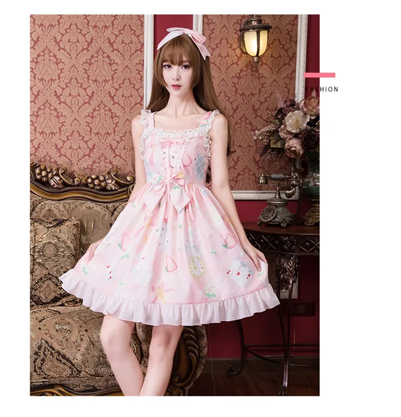 

lolita dress palace retro lace bowknot printing victorian dress kawaii girl summer sweet lolita jsk gothic dress loli cos