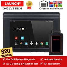 LAUNCH X431 V 8 Bluetooth/Wi-Fi Автомобильная полная система диагностический инструмент программатор ЭБУ X-431 V Pro mini OBD2 сканер с онлайн-обновлением