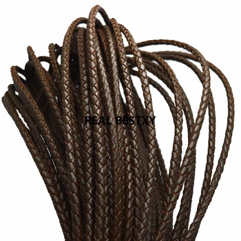 

5m/lot approx 4mm brown Genuine Real Leather Round Cord/String/Thread for Jewelry Making Jewelry Necklace Pendant making/Design