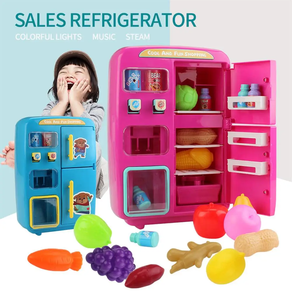 

Electric Simulation Double Refrigerator Vending Machine Play House Toy with Door Fog Function Lighting Ringing