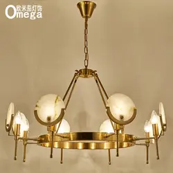 Современная американская имитация мраморная люстра гостиная столовая вилла индивидуальность многоголовая люстра Инженерная лампа
