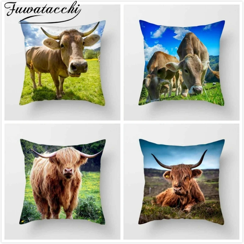 Fuwatacchi испанский бой быков Пледы Подушки крышка Корова чехол для подушки с