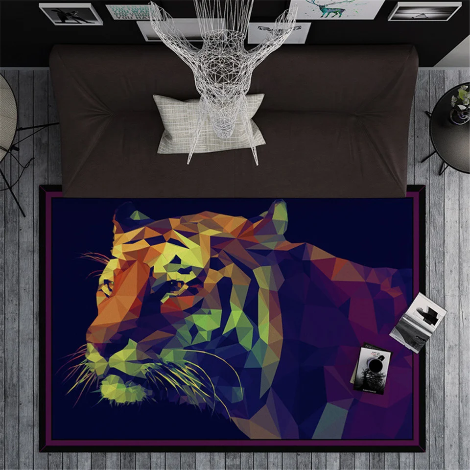 Ковер в скандинавском стиле с 3D изображением животных, тигра, дивана, комнаты, украшения, роскошный скандинавский ковер для гостиной, 100*150 см