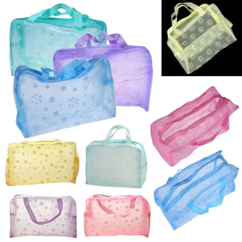 

Floral Print Transparent Waterproof Cosmetic Bag Toiletry Bathing Pouch