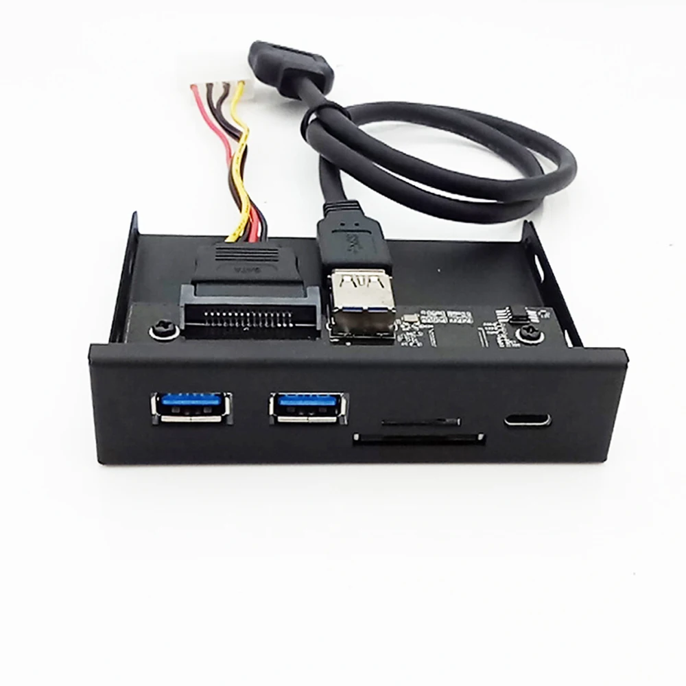 33S50-RTK 3 в 1 кард-ридер USB 3,0 Передняя панель медиа тип-c двойной USB 3,0 порт концентратор приборной панели ПК передняя панель с кабелем питания