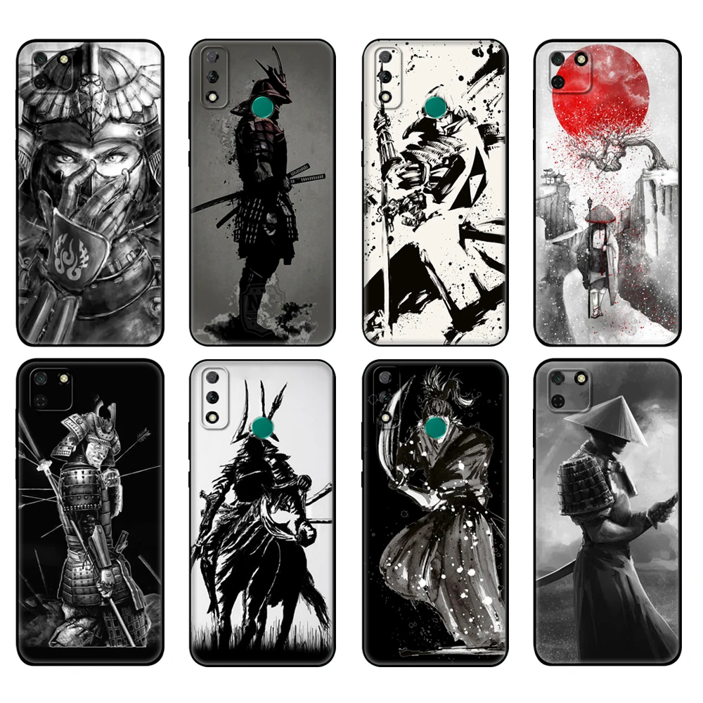 Черный чехол из ТПУ для Huawei Y9S Y6S Y8S Y5P Y7P Y8P Y5 lite Prime 2018 Y6 2019 с японским Самураем
