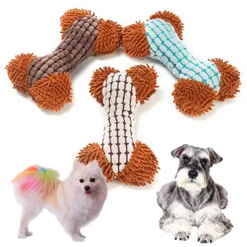 

3 Pcs Stuffed Squeaky Bone Plush Dog Chew Molar Toy Chewing Training Interactive Brushing Stick Dental Care Supplies