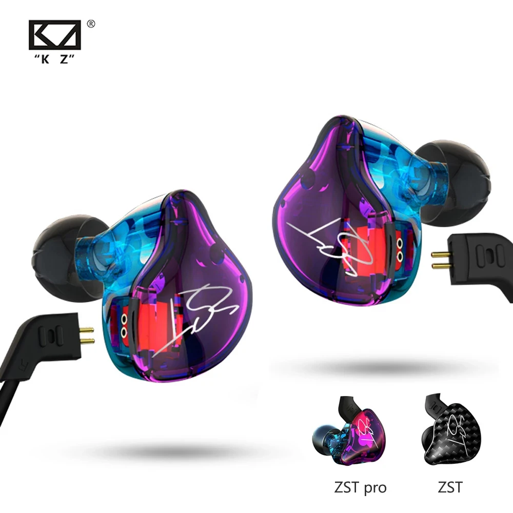 Наушники вкладыши KZ ZST Pro музыкальные спортивные со съемным кабелем и
