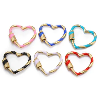 

Fashion Heart-shaped Enamel Craft Jewelry M aking Accessories DIY Bracelet Necklace Spiral Screw Buckle 2020 Creative Parts