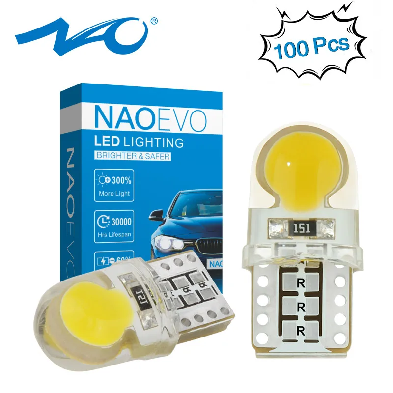 NAO 100 шт. W5W T10 Автомобильные светодиодные 12 В оптовая продажа DRL автомобильные