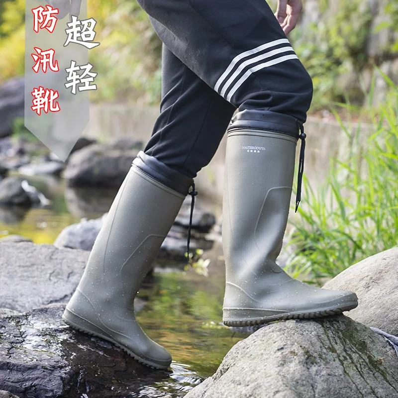 Rain Boots Men's Outdoor Boots Anti-Slip Overshoes Fashion Men's Tall Fishing  Rain Boots Water Shoes Lightweight Planting Rubber - AliExpress