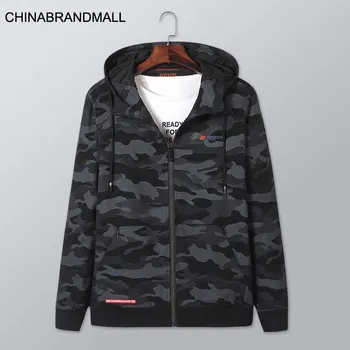 

Autumn Men Plus Fat Plus Size Camouflage Printing Coat Male Fat Man With Cap Knitting Cardigan Sweater Male