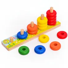 Классические радужные детские деревянные строительные блоки, Детские деревянные развивающие обучающие игрушки для математики