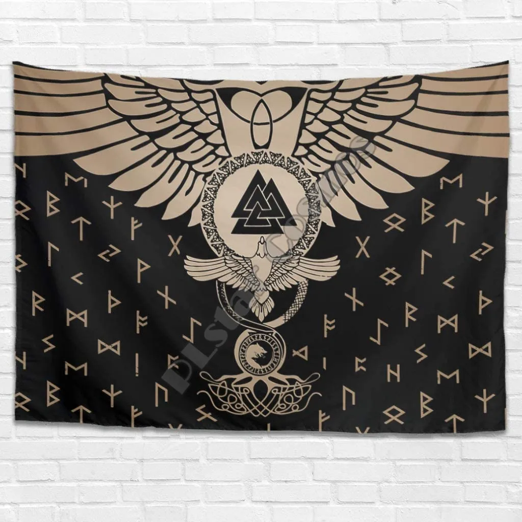 PLstar Cosmos Tapestry Viking Tattoo 3D Printing Tapestrying Rectangular Home Decor Wall Hanging Decoration Style-01 | Дом и сад