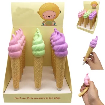

Creative Kids Kawaii Adult Compress Toy Stress Ice Cream Pen Cap Sticky Slow Rising Pencil Holder Soft Toy For Children #318