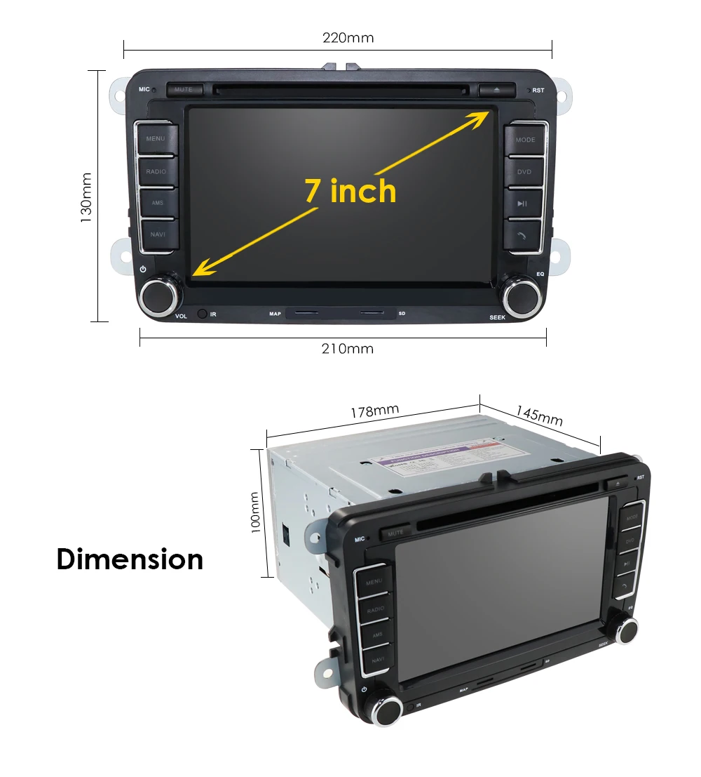 Ossuret " 2 Din Автомобильный dvd-плеер для VW Golf/6/Golf/5/Passat/b7/cc/b6/SEAT/Skoda FM Радио Стерео gps карта RDS камера BT