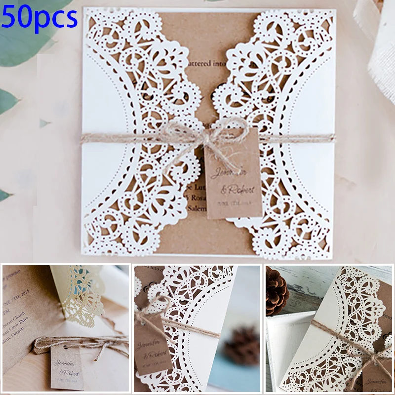  50*Wedding Invitation Cards+Vintage Labels Bridal Greeting Cards Party Supplies For Children's Birt - 4.0006E+12