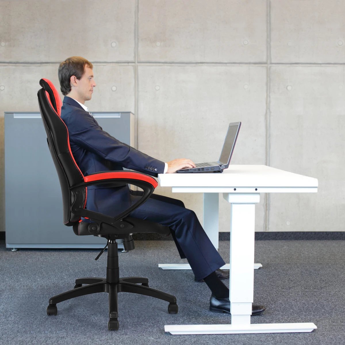 Costway Gaming Chair Executive Office Chair Racing Style Desk Task Computer Chair Swivel