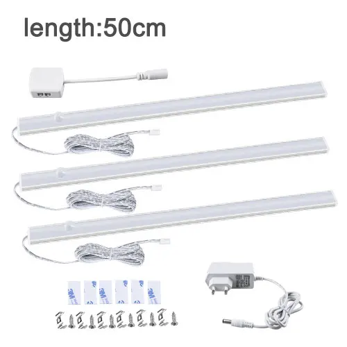 3x50cm with power DC 12 В светодиодный светильник шкаф спальня PIR датчик движения под кухонный шкаф светильник s светодиодный датчик движения шкаф Ночной светильник Настенный светильник - Цвет: 3x50cm with power