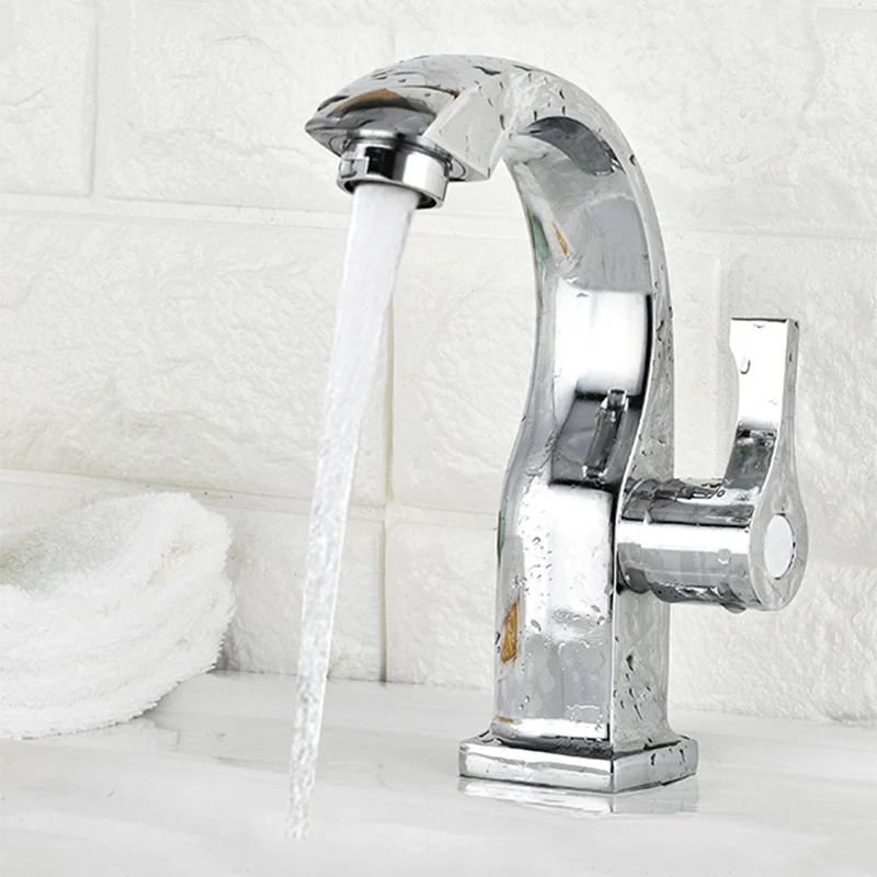 

Basin Faucet Bathroom Sink Faucet Single Handle Hole Faucet Deck Mount Chrome Cold Water Tap