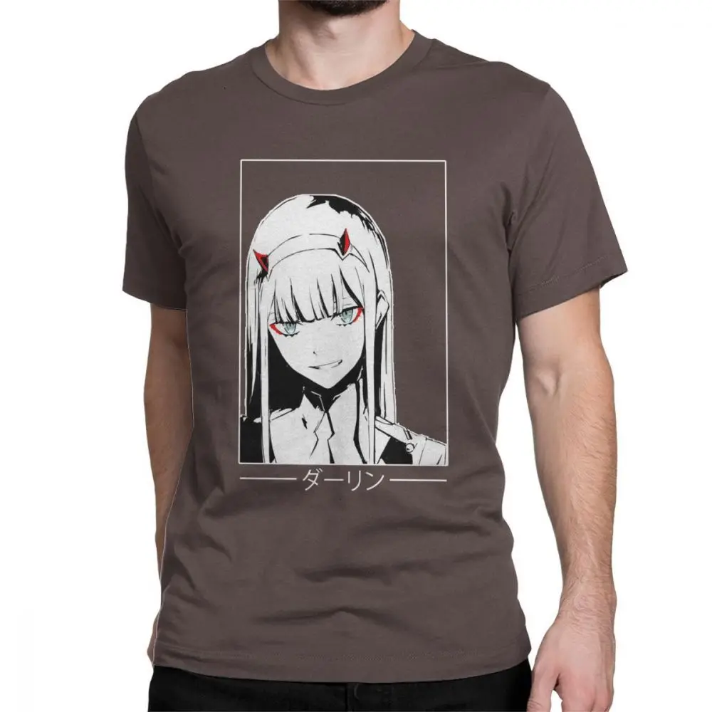 Brown One yona Zero Two Darling In The Franxx White Аниме Манга Футболка мужская большого размера топы хипстерские футболки с круглым вырезом очищенная хлопковая футболка - Цвет: Brown
