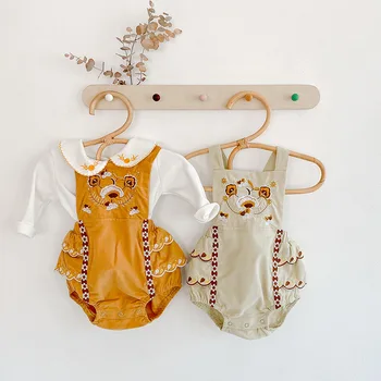 

Spring Autumn Overalls Baby Boys Suspender Bodysuit Chinese Style Clothes Cotton Embroidery Clothes Toddler Girl Sweet Clothes