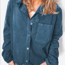 ^^Best Offers Large size casual blouse 2020 spring Women's Blouse lapel corduroy thick long-sleeved Tops shirt ^^Best Offers Large size casual blouse 2020 spring Women's Blouse lapel corduroy thick long-sleeved Tops shirt