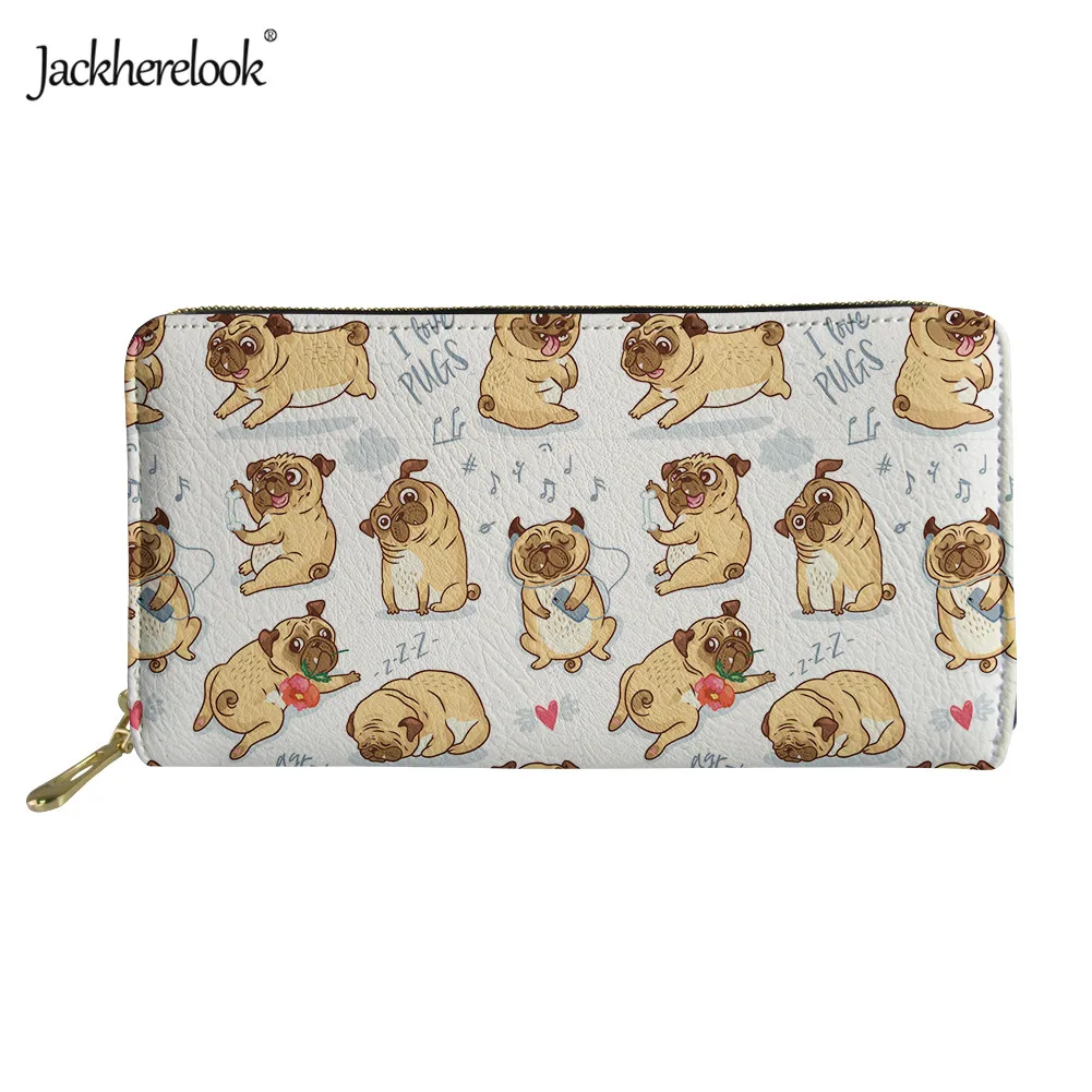 Jackherelook, новинка, женский кожаный кошелек, милый, забавный, мопс, Puppies, женский, монета, карман, держатель для карт, дамский розовый кошелек на молнии - Цвет: HMG863Z21