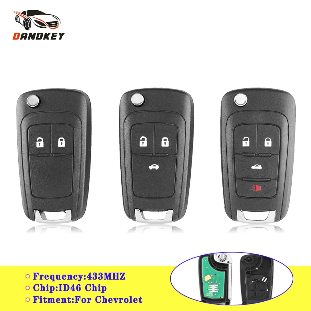 

Dandkey Flip Folding Remote Car Key 2/3/4 Buttons PCF7937E 433MHz With ID46 Chip Suit For Chevrolet Cruze Malibu Aveo Spark Sail