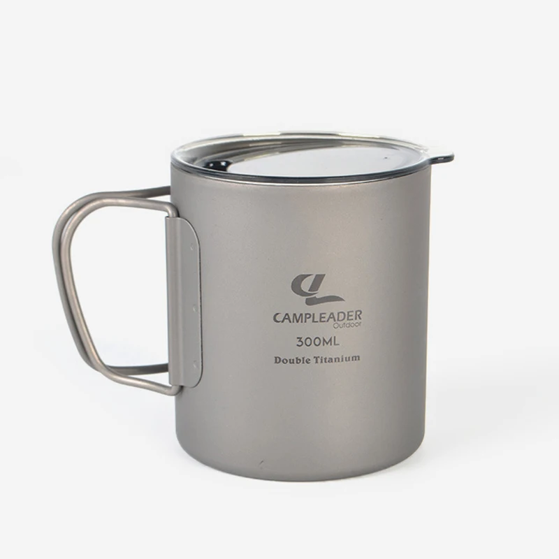 

Titanium Folding Water Mugs Drinkware Outdoor Camping Cups With Lid Ultralight Portable Outdoor Travel Mug 300ML