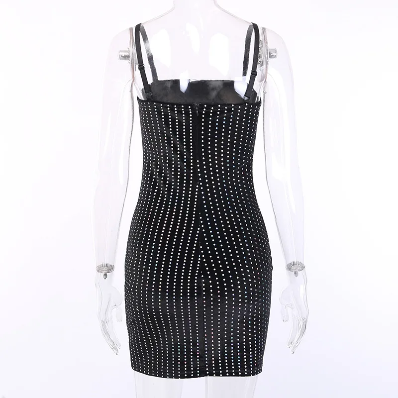 Colorful Dot Sequined Mini Dress Sexy Bodycon Night Club Party Short Dress