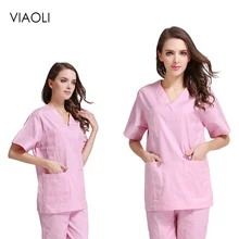Viaoli, новая мода, женская медицинская униформа, одежда для кормящих, короткий рукав, рабочая одежда, v-образный вырез, однотонная, летняя, короткий рукав, униформа медсестры