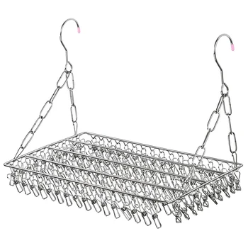 

Multifunctional Clothes Drying Rack, 100 Clips Stainless Steel Laundry Garment Drying Hanger for Hanging Clothes, Towels