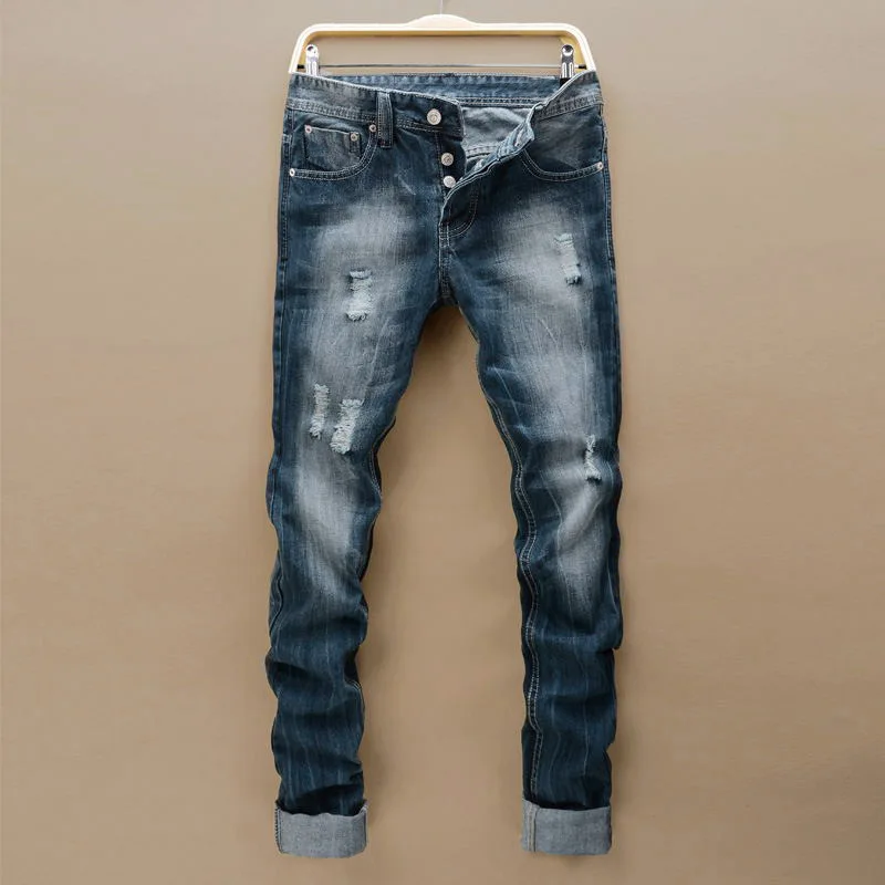 Модные джинсовые брюки из ткани; vestido homme pantalones; синие мужские джинсы