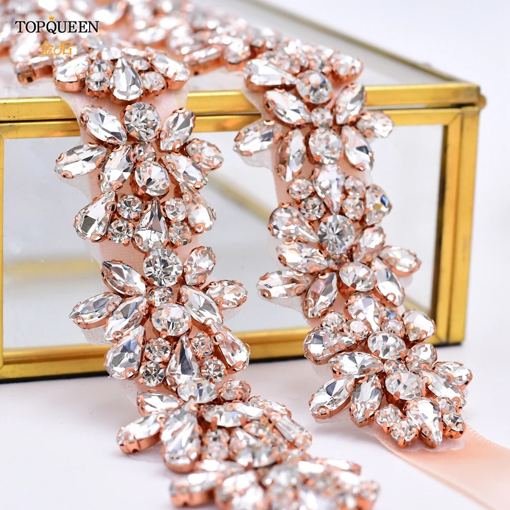 Wedding Sash Rose Gold Bridal Bridesmaid Dress Belt Rhinestone Diamonds Women's Party Gown Accessories bridal waistband,bridal dress decoration