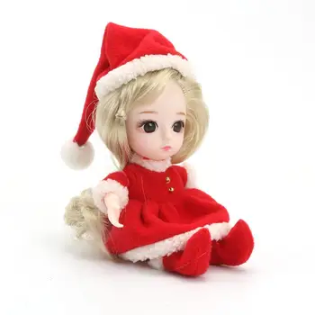 

RCtown Christmas Girl Doll Big Eye Plush Hat Dress Boots Ornament Home New Year Decoration Kids Gift