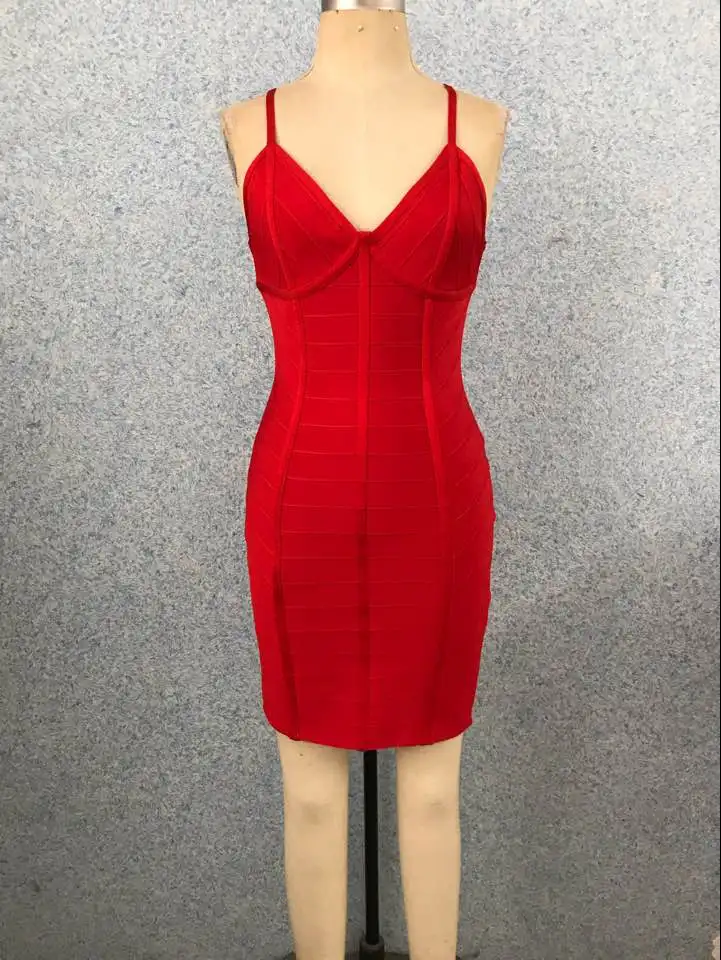 Vestidos женское сексуальное дизайнерское плотное вискозное Черное Красное Бандажное платье знаменитость вечерние платья для ночного клуба - Цвет: Красный