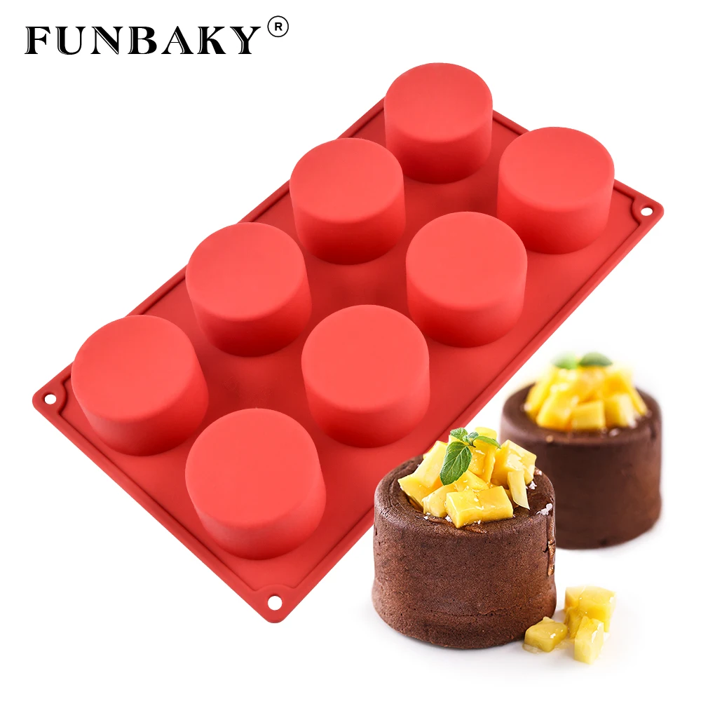 

FUNBAKY 8 Cavity Silicone Cake Mold For Baking Decorating Tools Mousse Dessert Jelly Pudding Moulds Forms